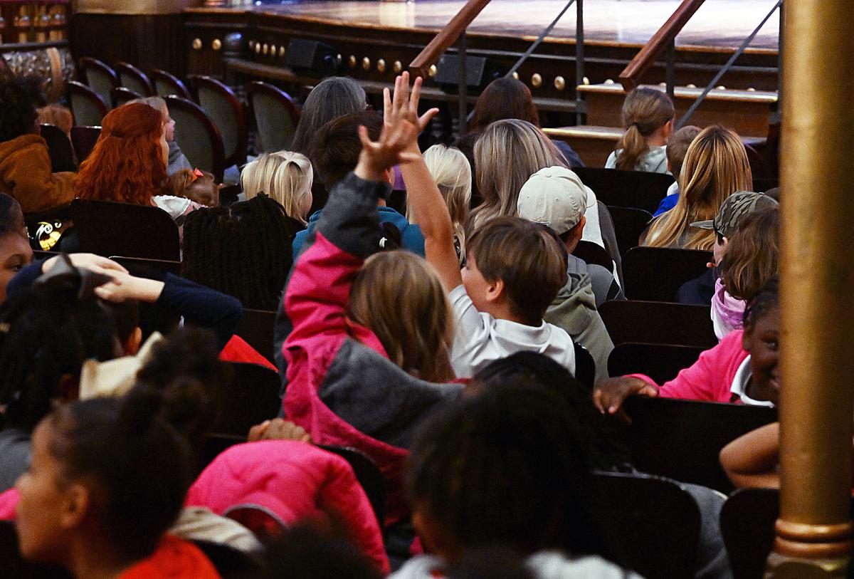 Students at an educational show