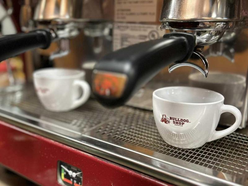 Bulldog shop and coffee counter